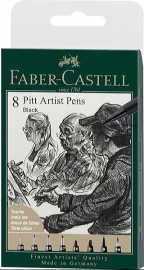 Купить Набор капиллярных ручек Faber-Castell 8 PITT artist pens black (4 линера + 2 маркера + 1 брашпен + 1 каппилярная ручка) в интернет магазине в Киеве: цены, доставка - интернет магазин Д.Магазин