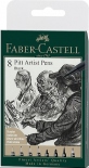 Набор капиллярных ручек Faber-Castell 8 PITT artist pens black (4 линера + 2 маркера + 1 брашпен + 1 каппилярная ручка)