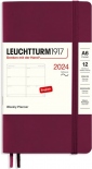 Щотижневик горизонтальний Leuchtturm1917 на 2024 рік (А6, винний, м'яка обкладинка)