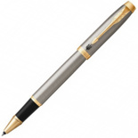 Ролерна ручка Parker IM 17 Brushed Metal GT RB Тризуб (сталь/золото)