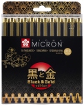 Набір лінерів Sakura Pigma Micron Black & Gold Edition 003...12 + PN + Brush (12 шт, чорні)