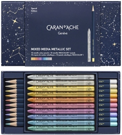 Купить Набор Caran d'Ache Cosmic Blue Mix Media Metallic Set (10 пастелей Neocolor I + 10 цветных карандашей) в интернет магазине в Киеве: цены, доставка - интернет магазин Д.Магазин