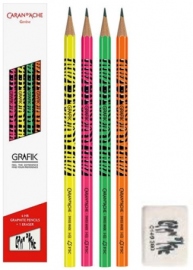 Купить Набор карандашей Caran d'Ache Grafik Fluo (4 штуки HB + ластик) в интернет магазине в Киеве: цены, доставка - интернет магазин Д.Магазин