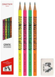 Набір олівців Caran d'Ache Grafik Fluo (4 штуки HB + гумка)