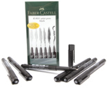 Набор капиллярных ручек Faber-Castell 6 PITT artist pens black (4 линера + 2 брашпена)