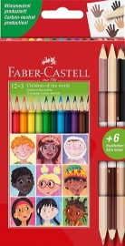 Купить Цветные карандаши Faber-Castell Children of the World (12 основных цветов + 6 телесных оттенков) в интернет магазине в Киеве: цены, доставка - интернет магазин Д.Магазин