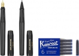 Набір Moleskine x Kaweco (чорнильна ручка + ролерна ручка + набір синіх картриджів, чорний)