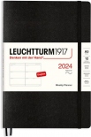 Щотижневик горизонтальний Leuchtturm1917 на 2024 рік (А5, чорний, м'яка обкладинка)