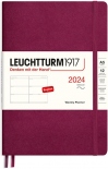 Щотижневик горизонтальний Leuchtturm1917 на 2024 рік (А5, винний, м'яка обкладинка)