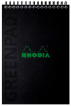 Блокнот Rhodia Greenpad на пружині (А5+, у клітинку, чорний)