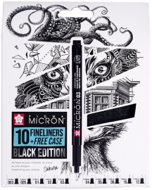 Купить Набор линеров Sakura Pigma Micron Black Edition 003...12 + фетровый пенал (12 шт, черные) в интернет магазине в Киеве: цены, доставка - интернет магазин Д.Магазин