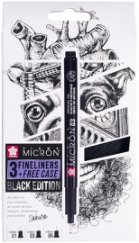 Купить Набор линеров Sakura Pigma Micron Black Edition + фетровый пенал 01-03-05 (3 шт, черные) в интернет магазине в Киеве: цены, доставка - интернет магазин Д.Магазин